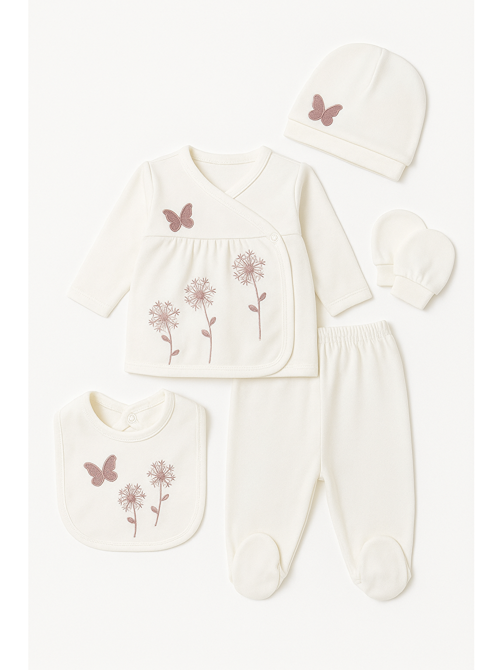 Beyaz Kutulu Kelebekli 5li Hastane Çıkış Seti