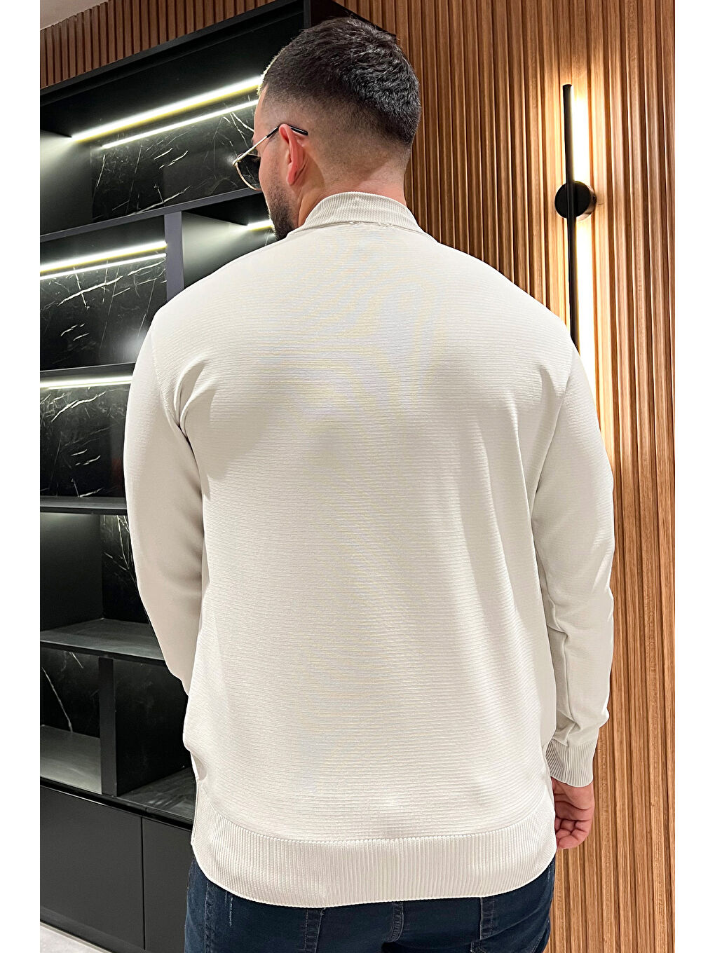 Bej Erkek Yarım Balıkçı Triko Kazak-2