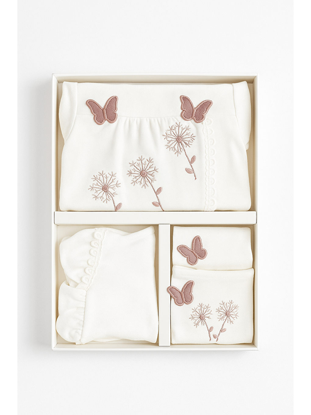 Beyaz Kutulu Kelebekli 5li Hastane Çıkış Seti-1