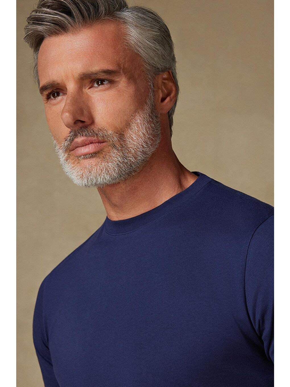 Easy Penye Pamuklu Comfort Fit Lacivert Bisiklet Yaka Erkek Düz %100 Pamuk Tişört-1