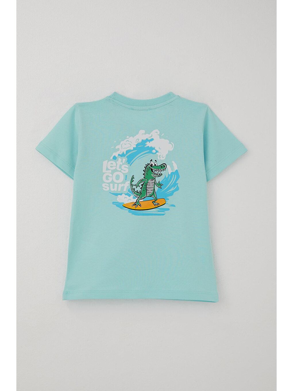 Erkek Çocuk Şortlu Takım Sırt Kısmı Sörfçü Dinozor Baskılı Açık Mavi (2-6 Yaş)-3