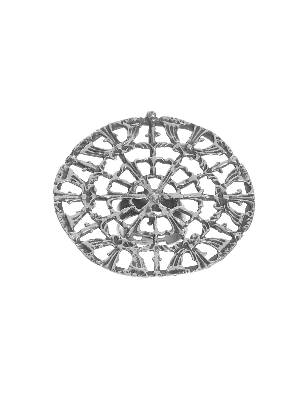 Gri Kadın Antik Gümüş Kaplama Ayarlanabilir Örümcek Ağı Figürlü Yüzük-2