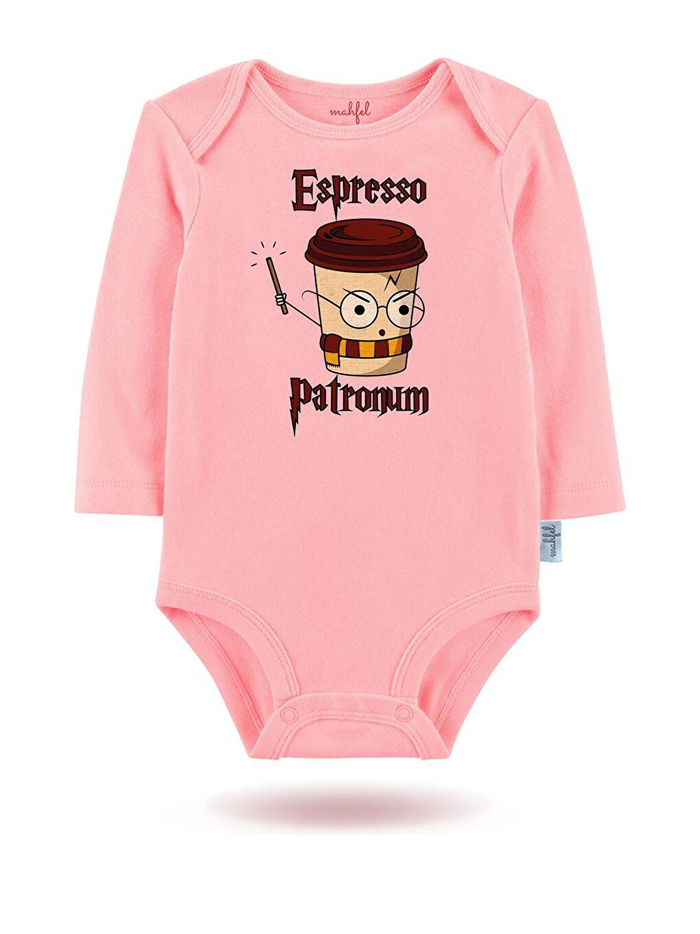 MAHFEL Ekru-Pudra 2'Li " ESPRESSO PATRONUM "Baskılı Uzun Kollu Unisex Bebek Çıtçıtlı Body - 2