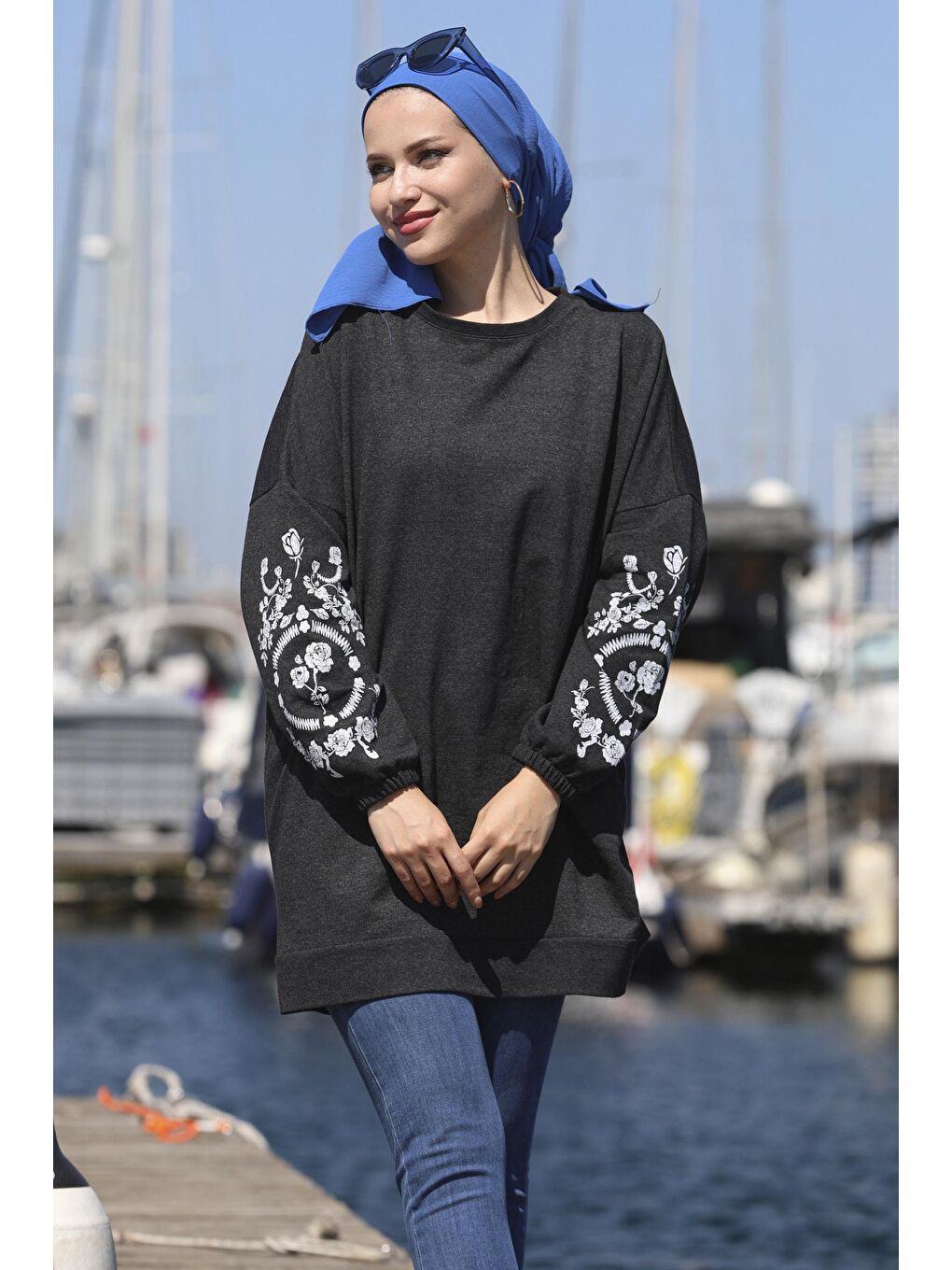 Bisiklet Yaka Kadın Antrasit Tunık - 3357