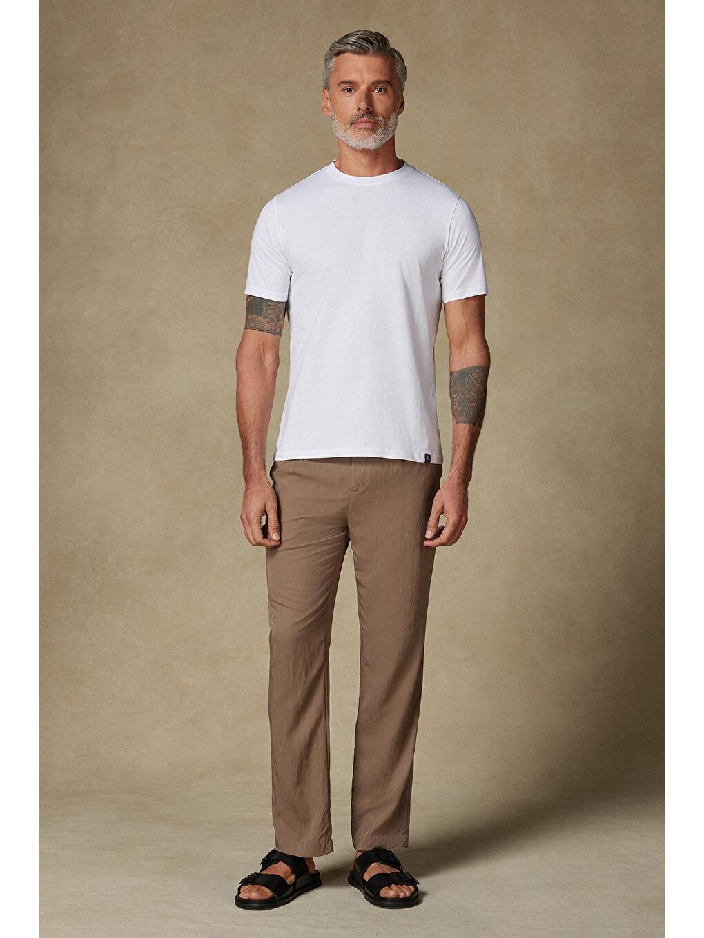 Easy Penye Pamuklu Comfort Fit Beyaz Bisiklet Yaka Erkek Düz %100 Pamuk Tişört-2