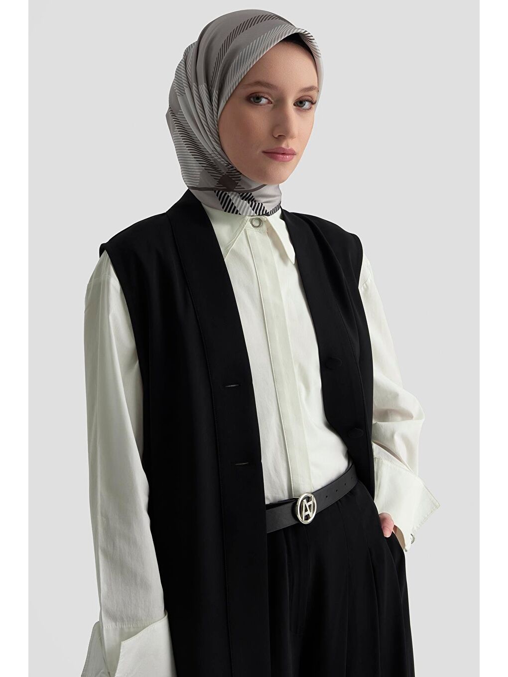 Asimetrik Yelek 25K4801 Siyah-3