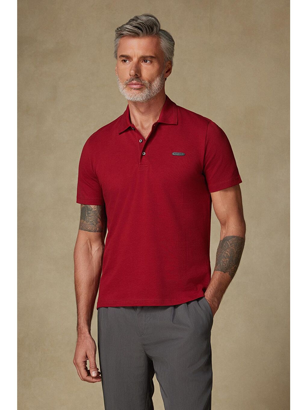Royal Pike Pamuklu Comfort Fit Bordo Polo Yaka Erkek Düz Polo Shirt