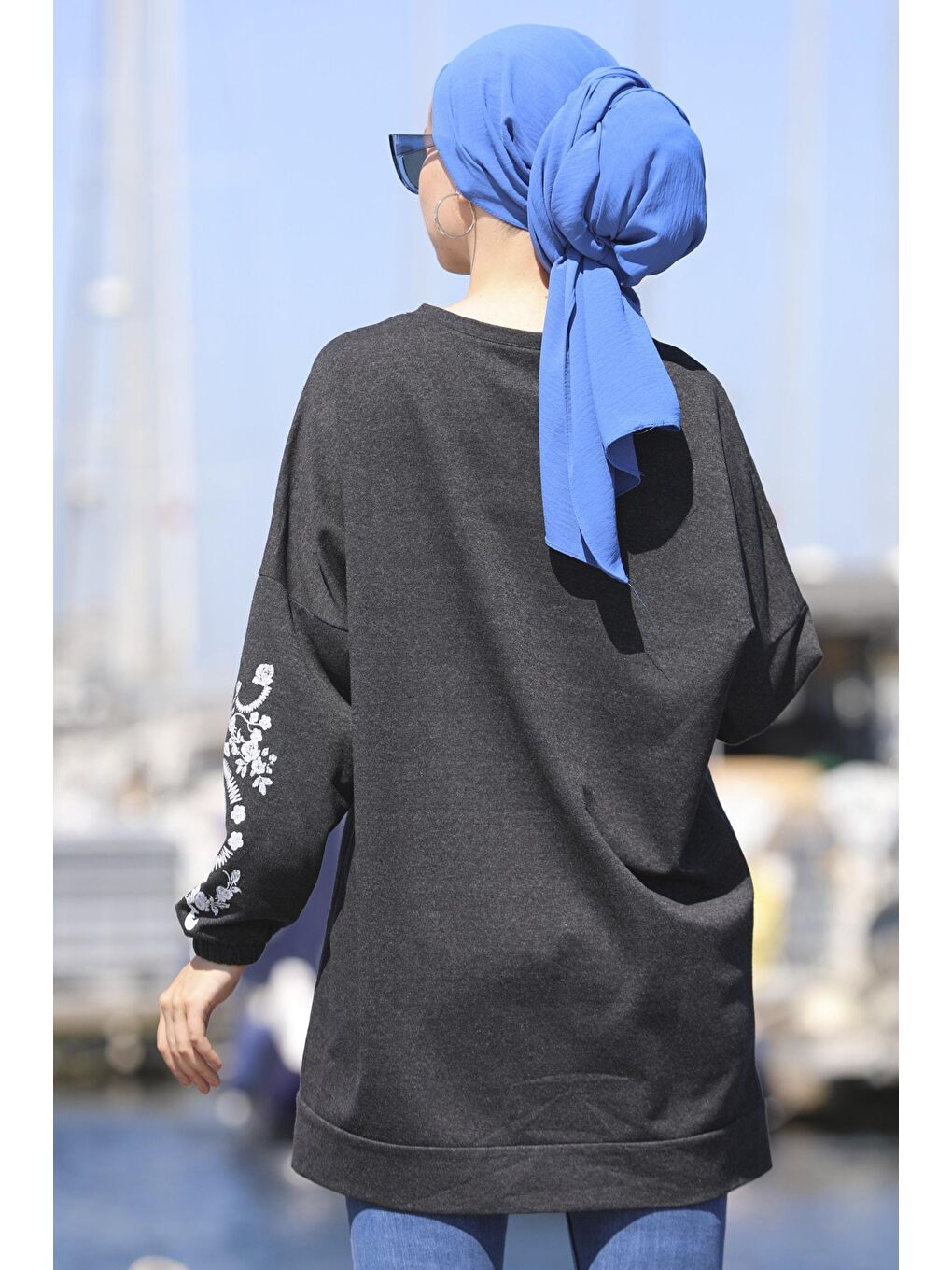 Bisiklet Yaka Kadın Antrasit Tunık - 3357-4