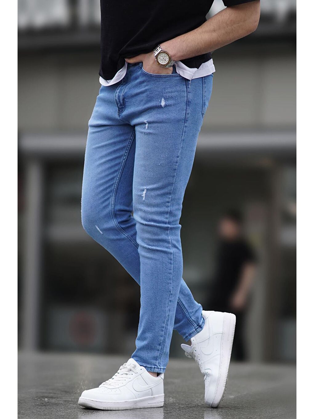 Madmext Skinny Fit Buz Mavisi Erkek Jean 5712