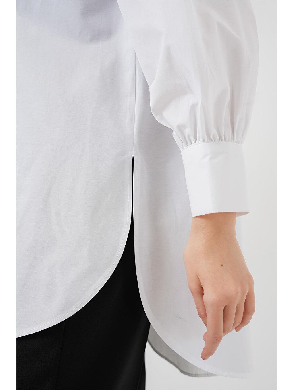 5946 Oversize Uzun Gömlek Tunik - Beyaz-4