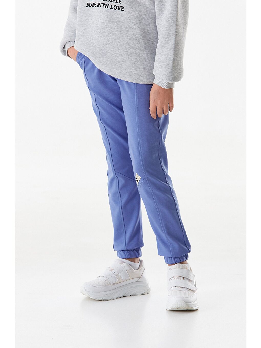 Mor Beli Lastikli Çift Cepli Çimalı Jogger Unisex Çocuk Eşofman Altı-2