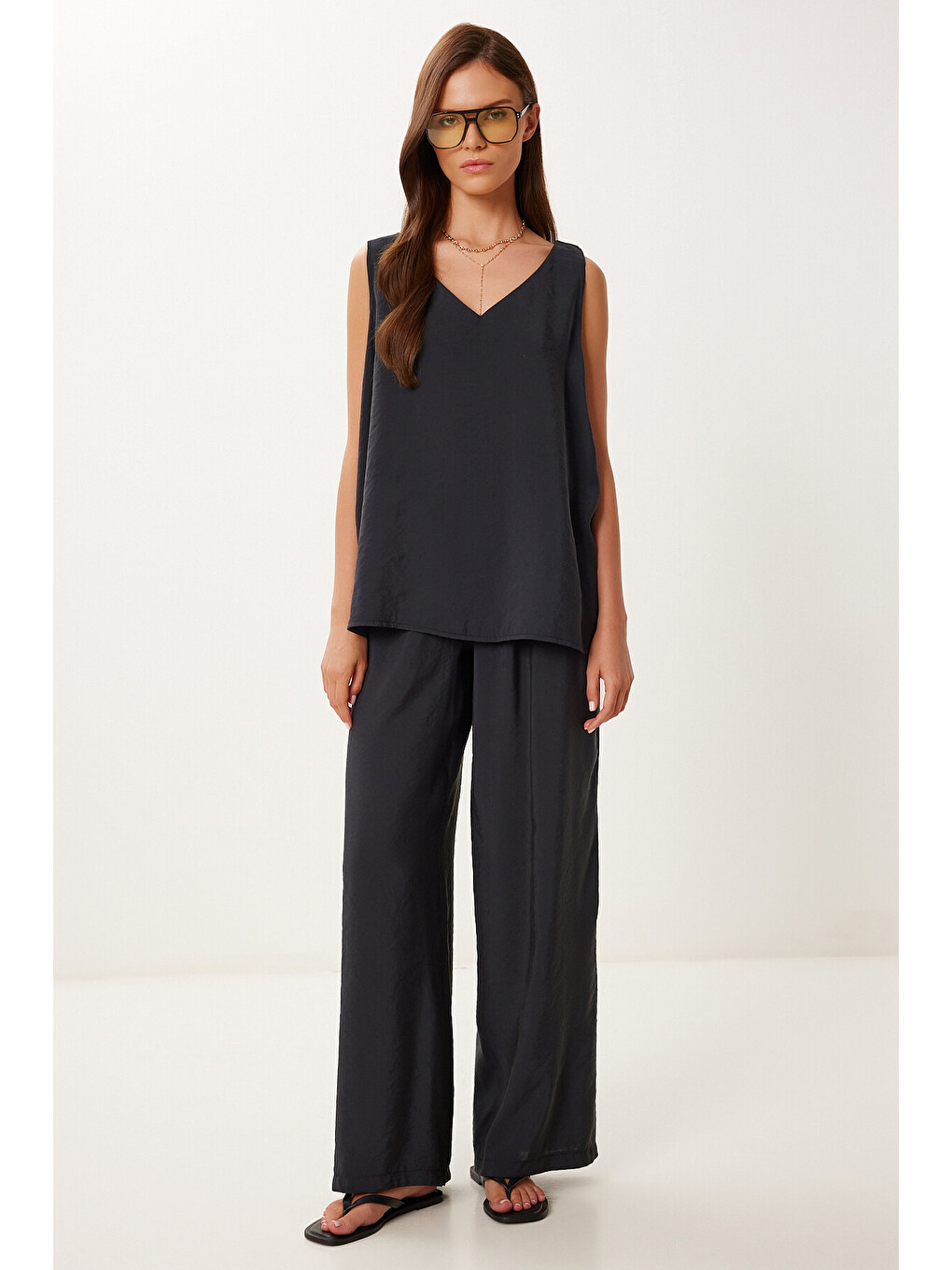 Siyah Modal Bluz Pantolon Takım SİYAH LMC0059
