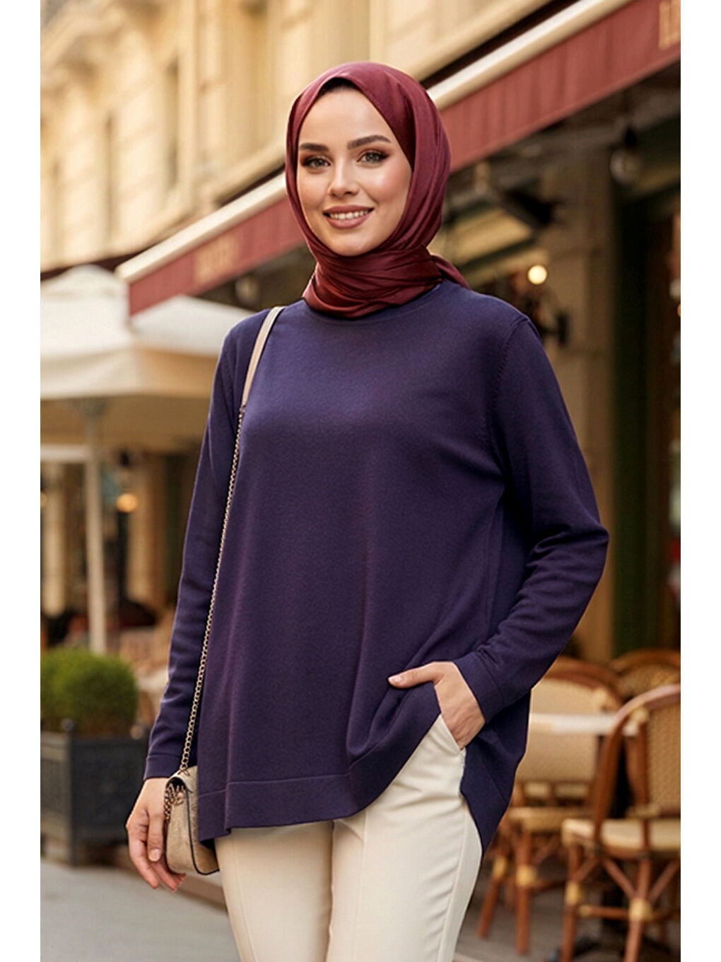Nuss Basic Triko Tunik 902 Koyu Mor-3