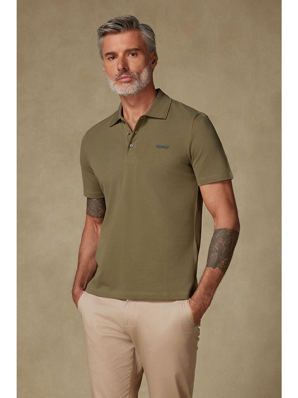 Royal Pike Pamuklu Comfort Fit Haki Polo Yaka Erkek Düz Polo Shirt
