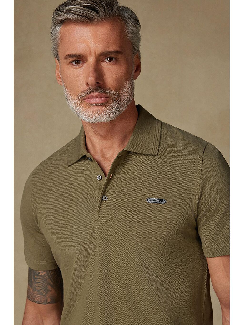 Royal Pike Pamuklu Comfort Fit Haki Polo Yaka Erkek Düz Polo Shirt-1