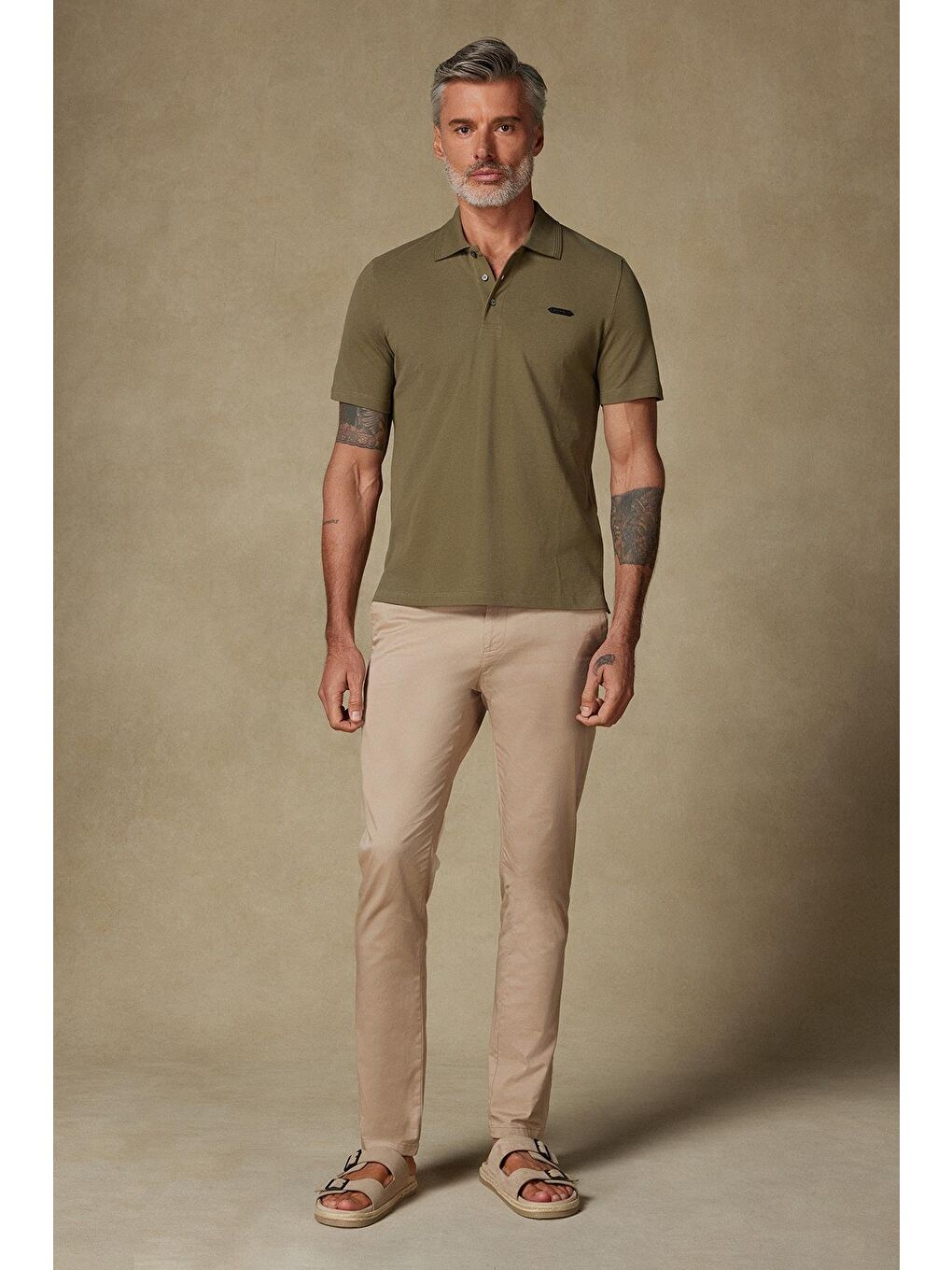 Royal Pike Pamuklu Comfort Fit Haki Polo Yaka Erkek Düz Polo Shirt-2