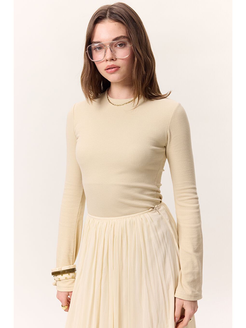 Evaze Kollu Body Bej-1