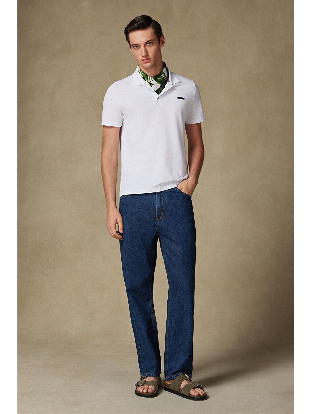 Royal Pike Pamuklu Comfort Fit Beyaz Polo Yaka Erkek Düz Polo Shirt-2