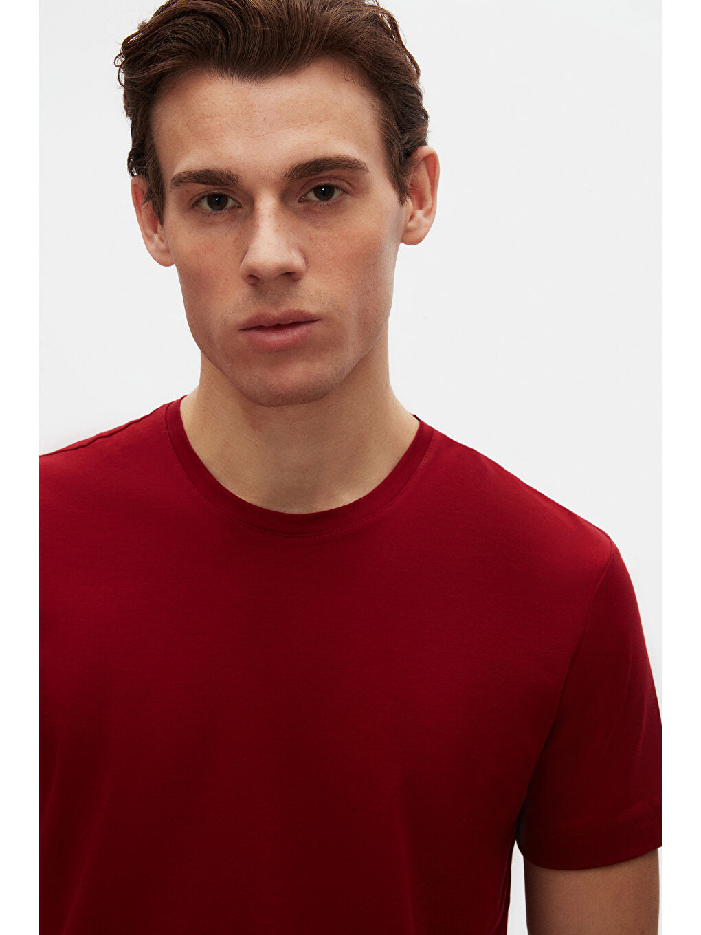 Comfort Bordo %100 Pamuk Tişört-1