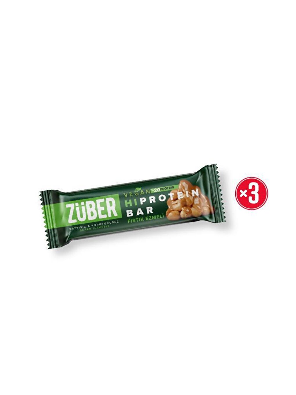 Züber Yüksek Protein Vegan Bar Fıstık Ezmeli 45g X 3 Adet