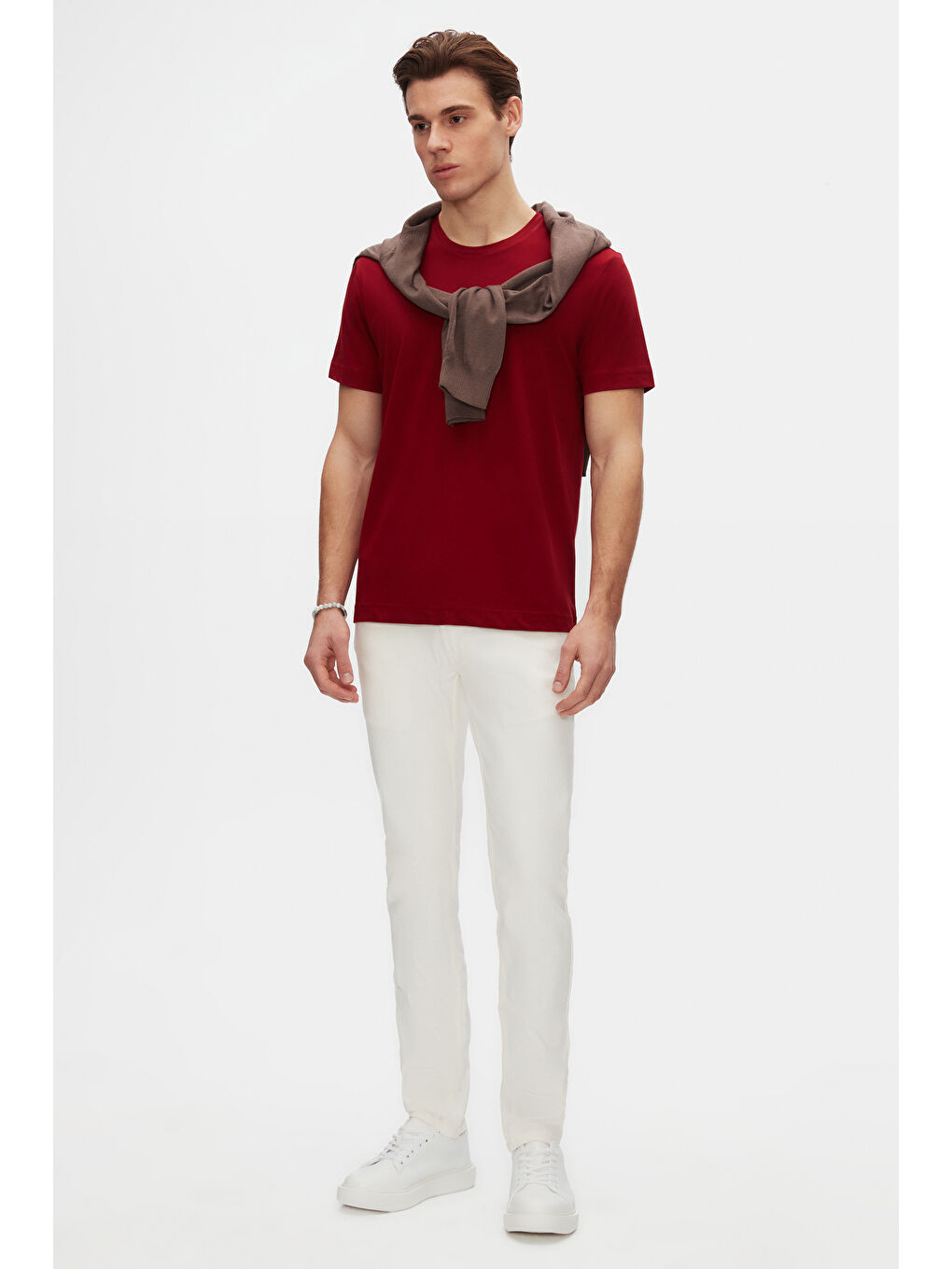 Comfort Bordo %100 Pamuk Tişört-3