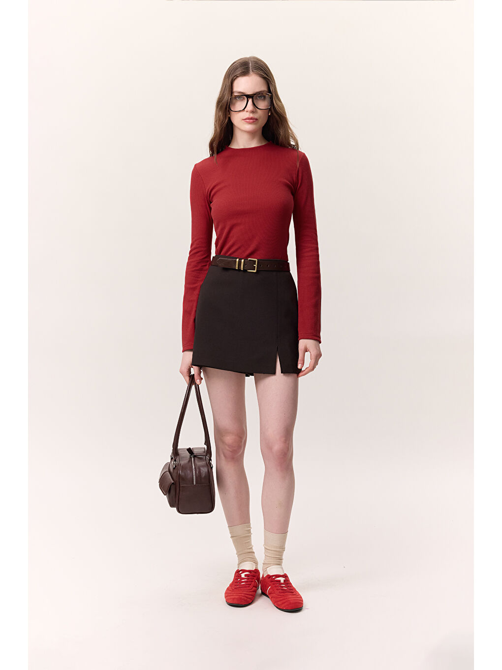 Evaze Kollu Body Kırmızı-3