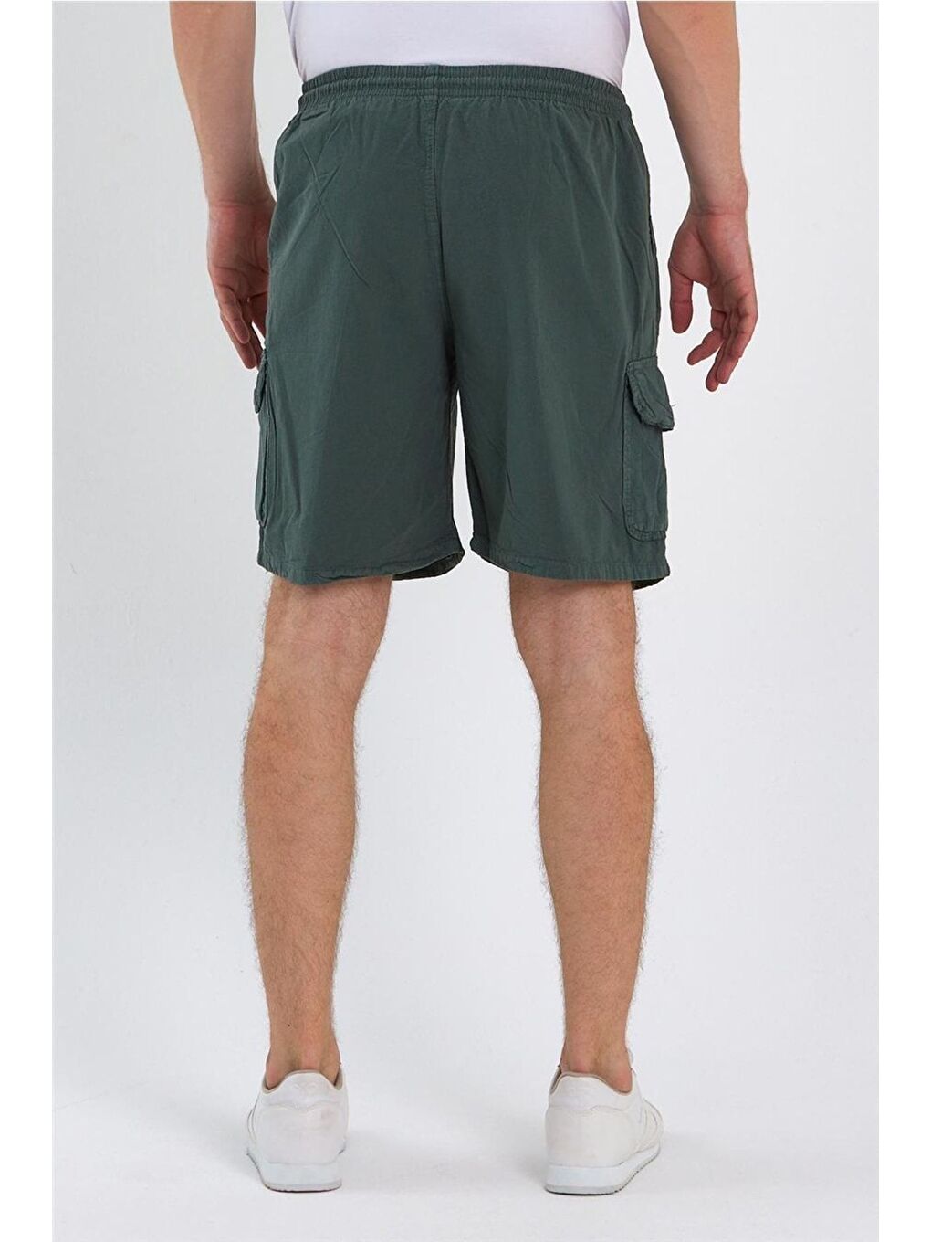 Erkek Metal Gri Kargo Cepli Regular Bağcıklı Keten Şort crepesrt01r05s-5