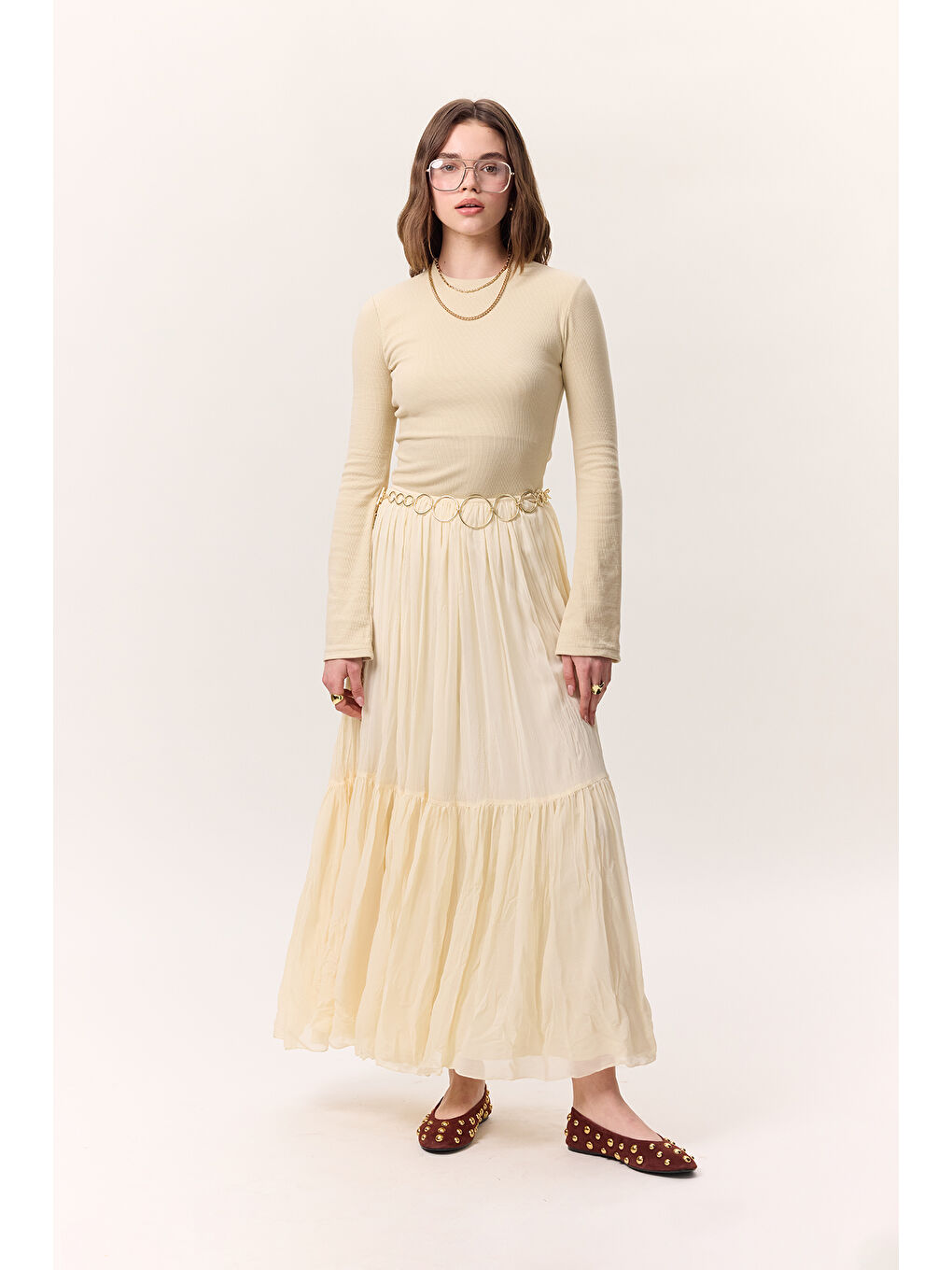 Evaze Kollu Body Bej-3