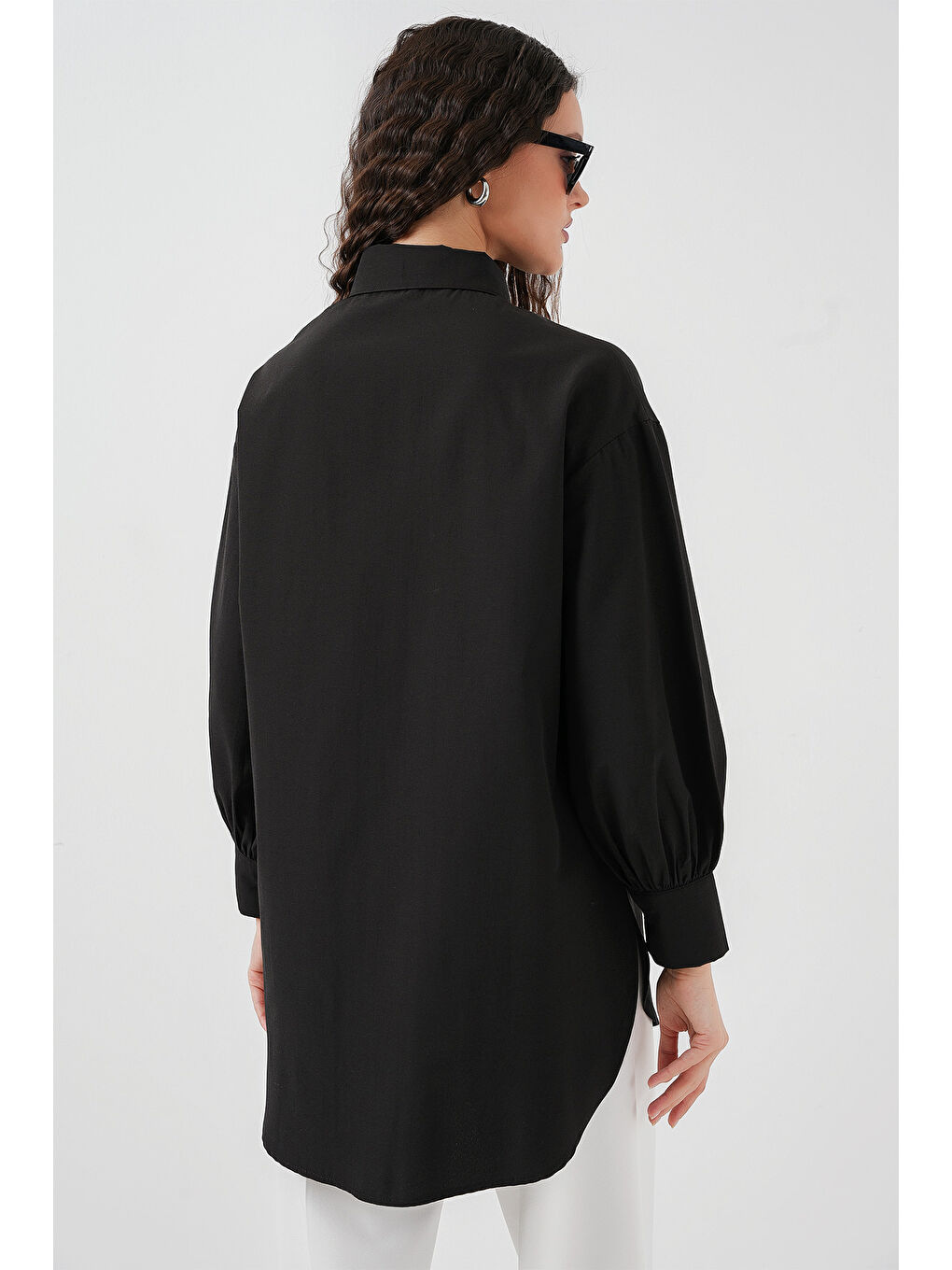 5946 Oversize Uzun Gömlek Tunik - Siyah-5