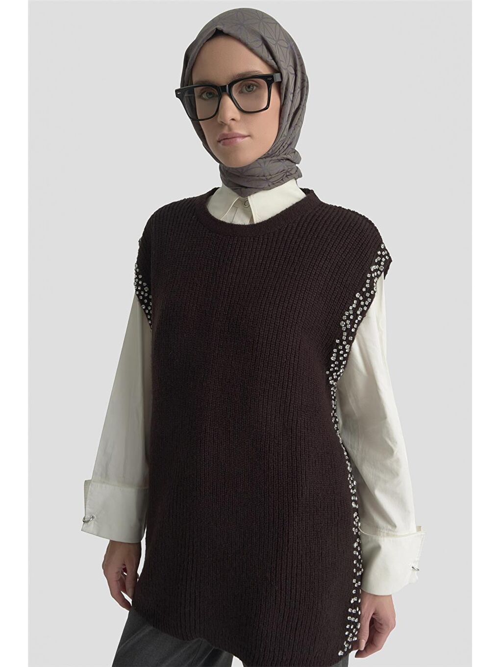 Taş Detaylı Yelek 25Kd6009 Siyah