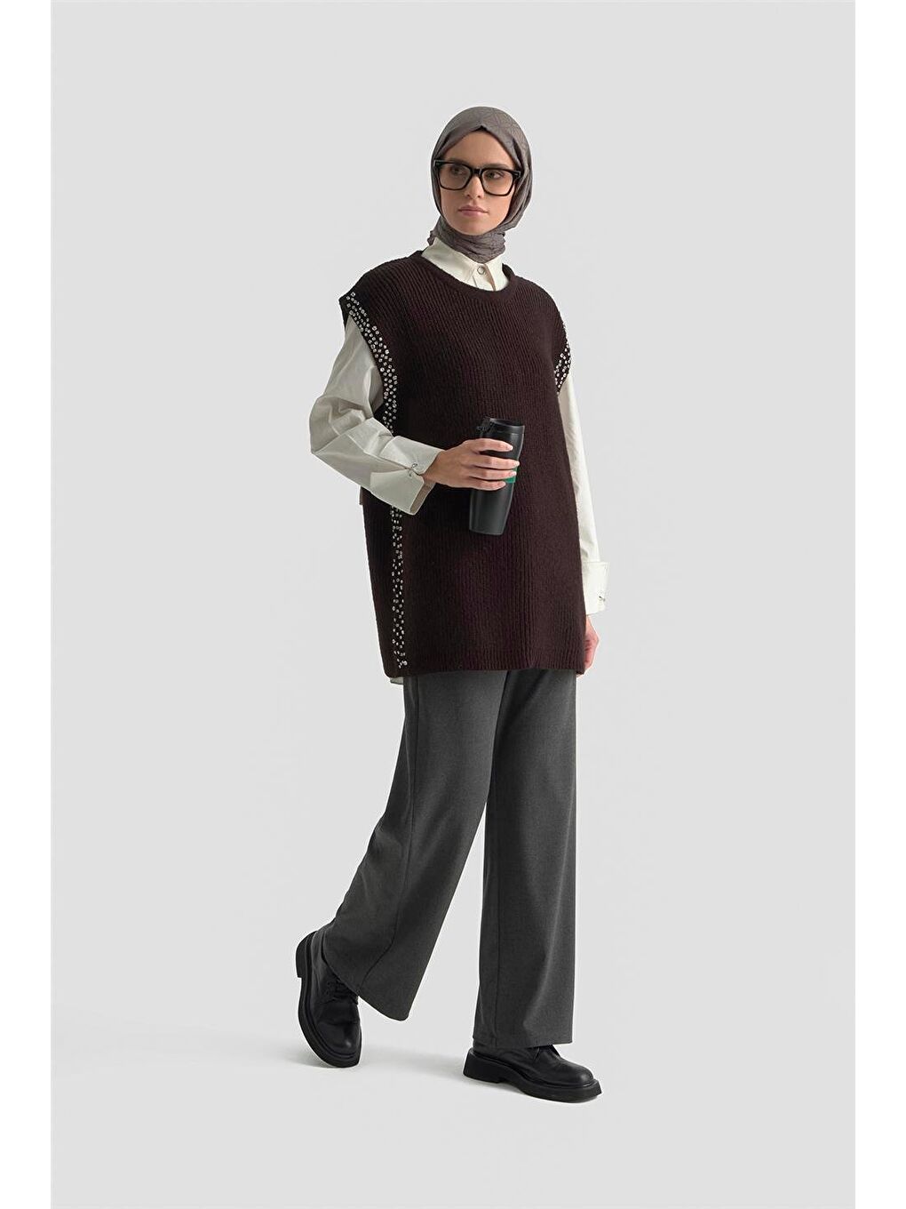 Taş Detaylı Yelek 25Kd6009 Siyah-1