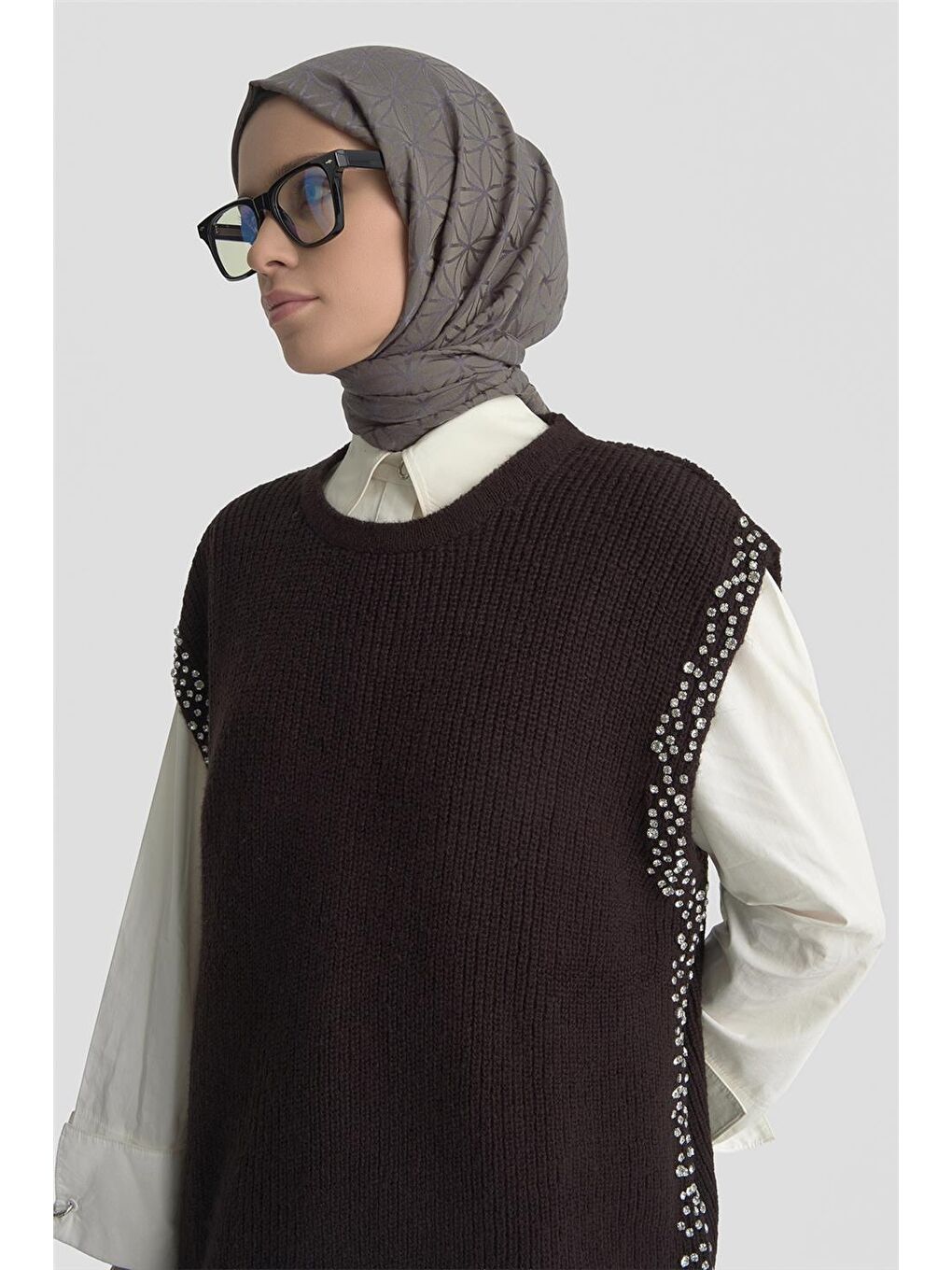 Taş Detaylı Yelek 25Kd6009 Siyah-3