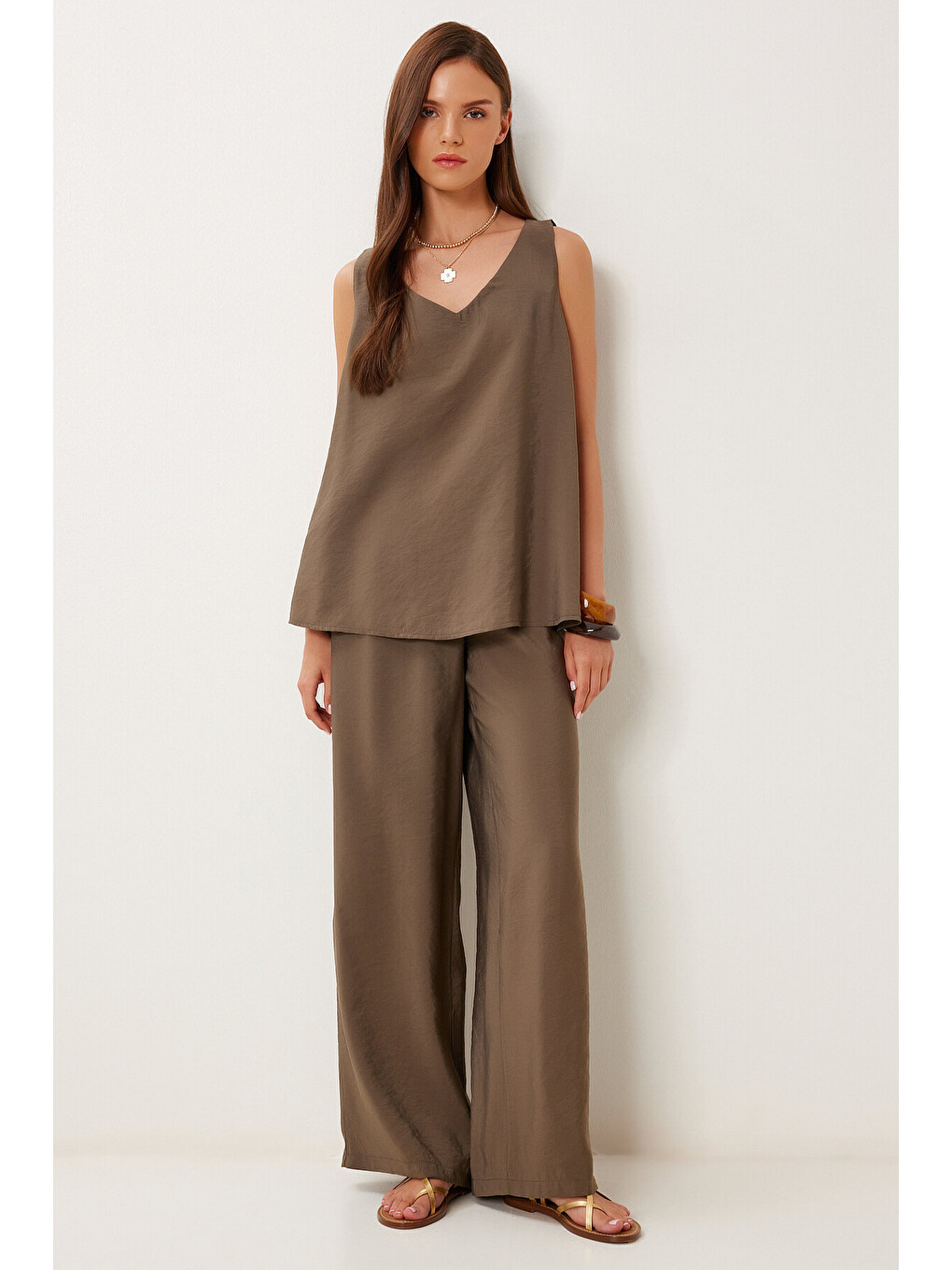 Haki Modal Bluz Pantolon Takım HAKİ LMC0059-2