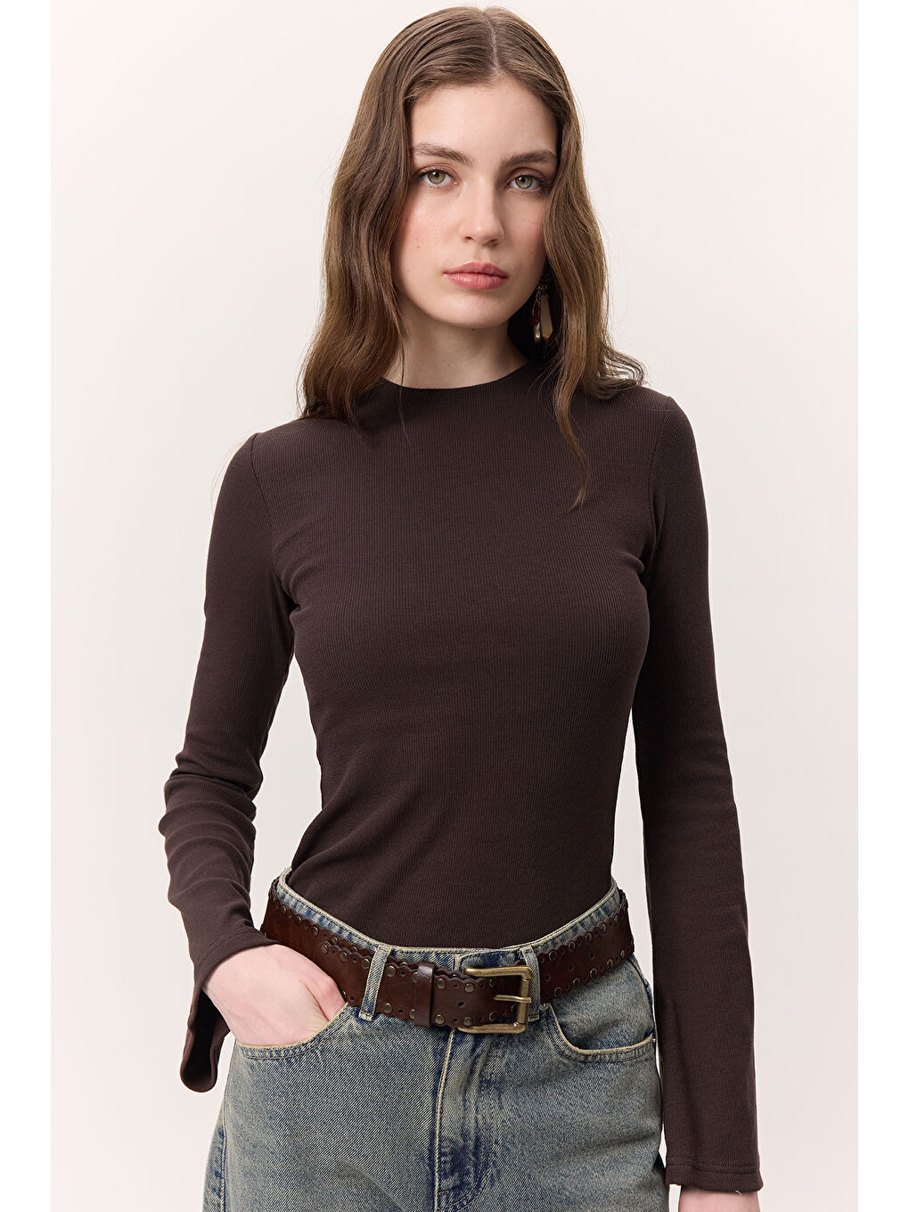 Kahverengi Evaze Kollu Body Acı Kahve-3