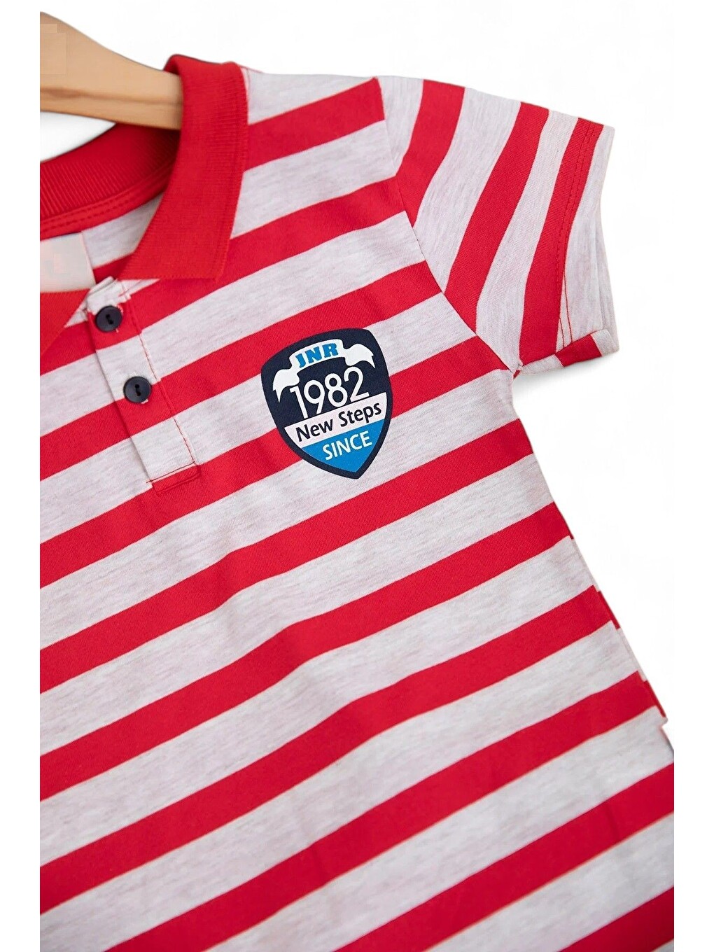 Kırmızı Erkek Çocuk Günlük Çizgili Polo Yakalı T-shirt Ve Şort Alt Üst Takımı-4