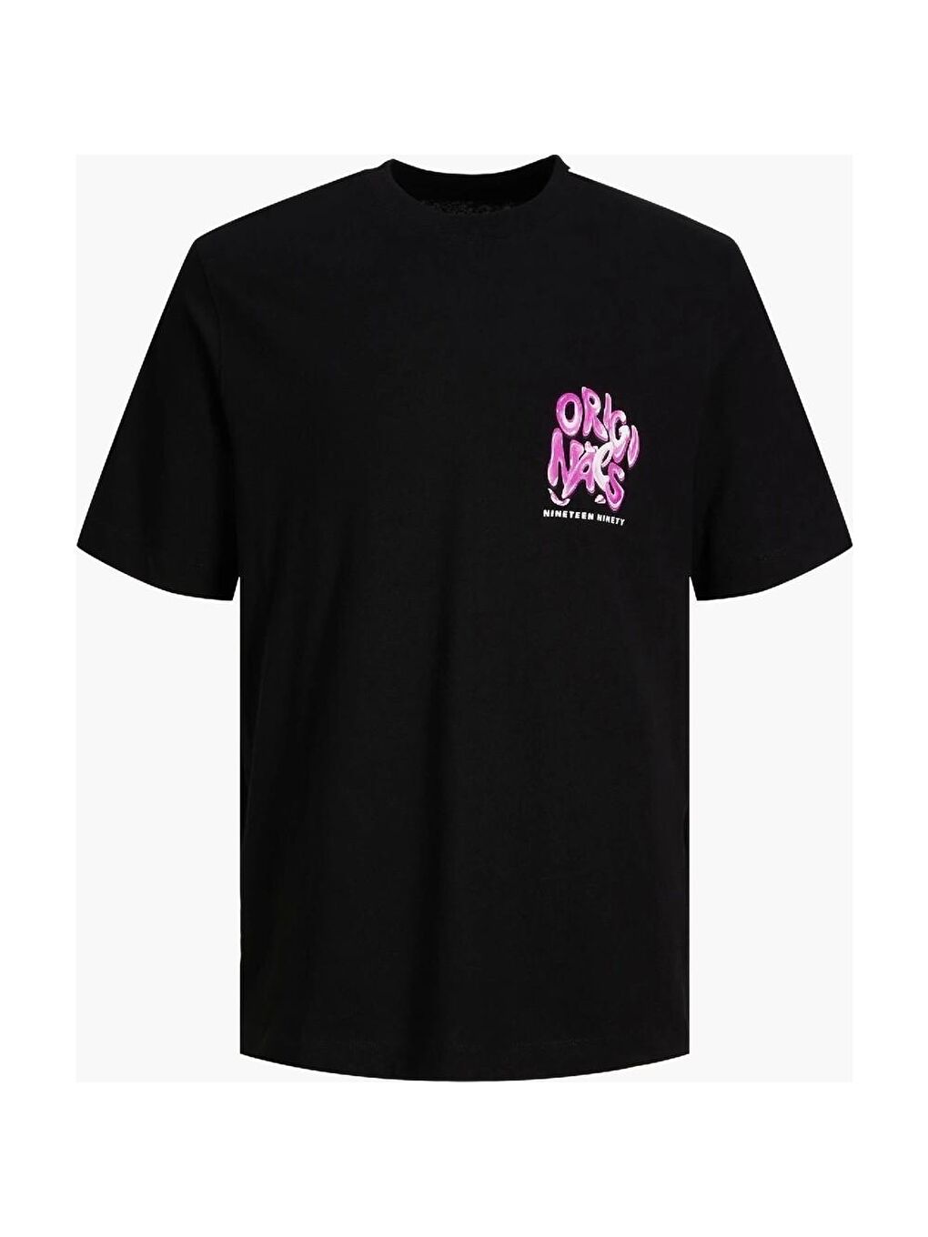 Wavetext Erkek Siyah Bisiklet Yaka Tişört-1