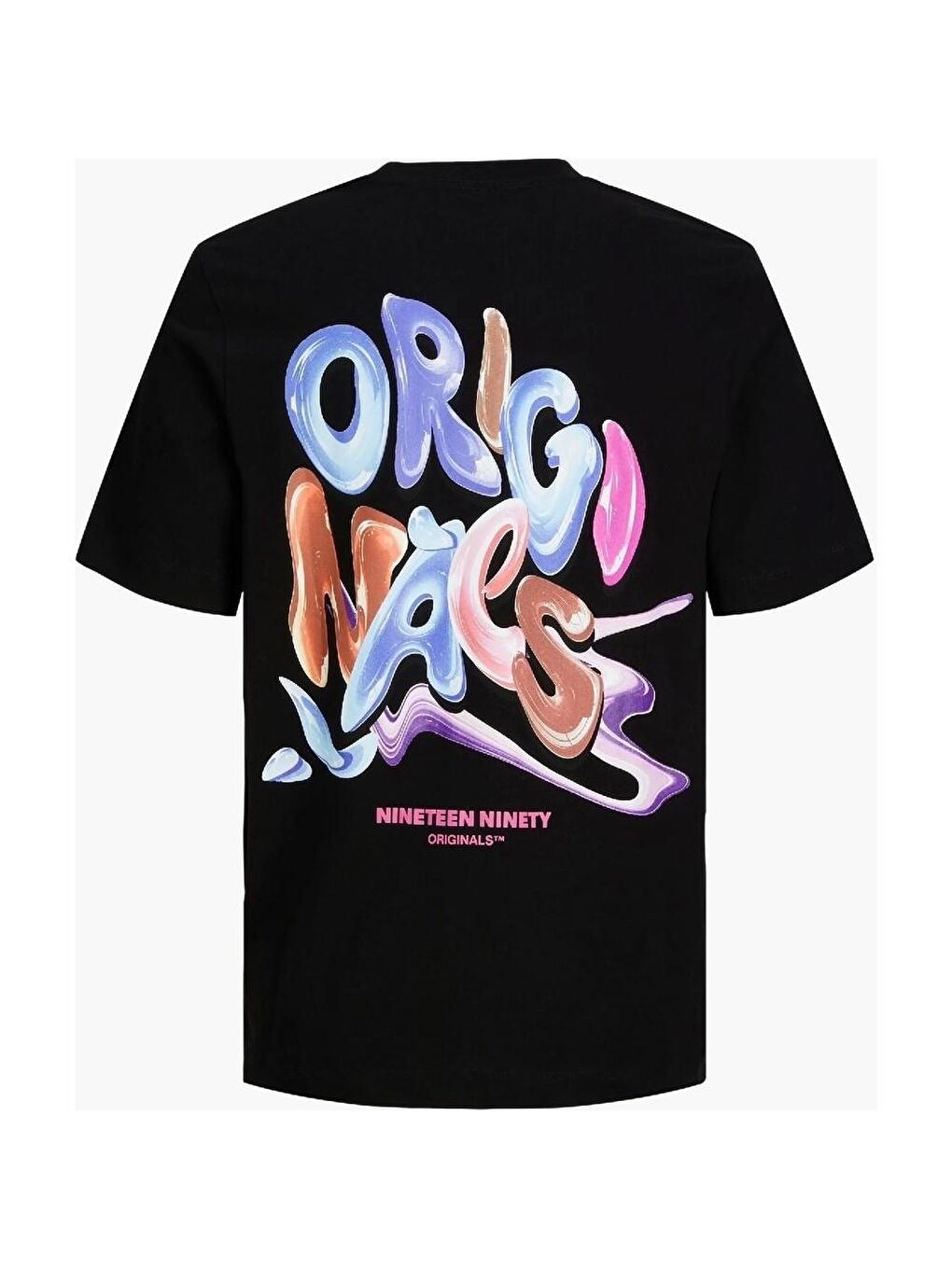 Wavetext Erkek Siyah Bisiklet Yaka Tişört-2