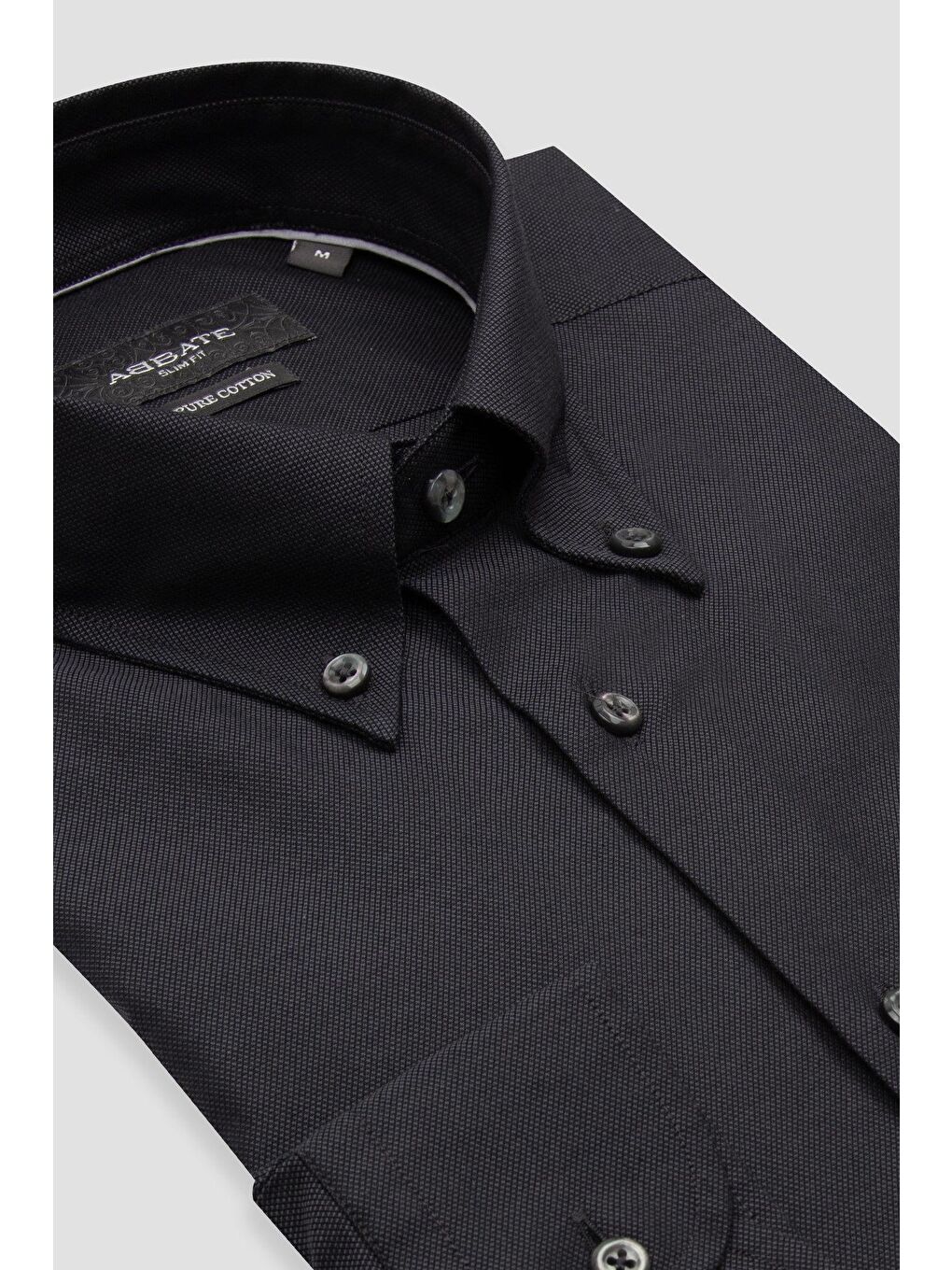 Carlo Royal Oxford Pamuklu Slim Fit Siyah Düğmeli Yaka Erkek Düz %100 Pamuk Gömlek-1