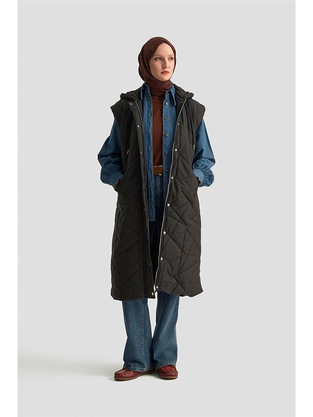 Kapüşonlu Kapitone Yelek 25Kd1401 Siyah-1