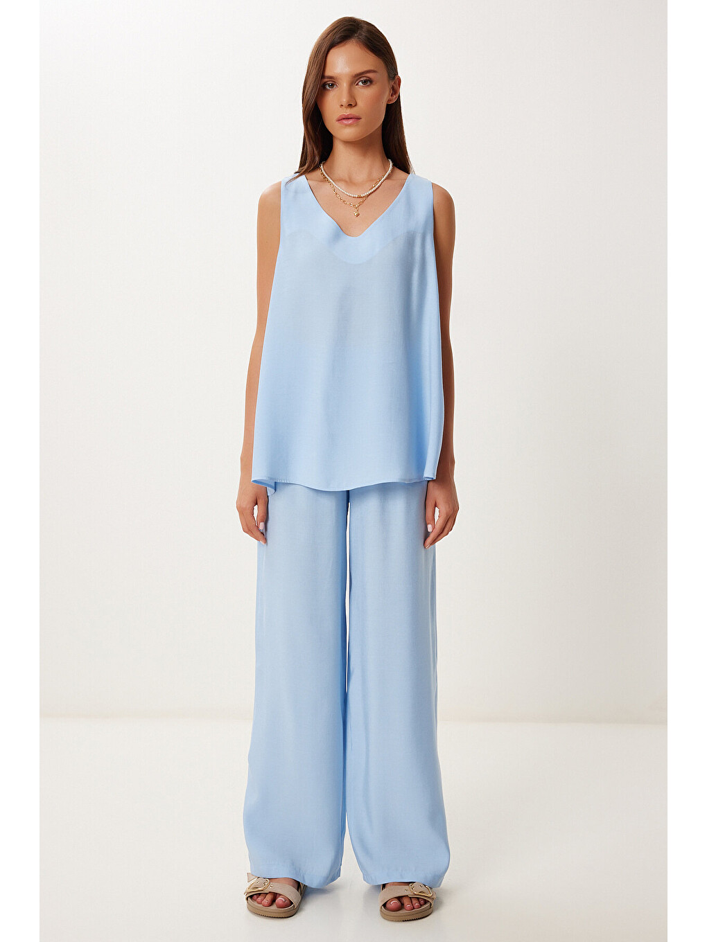 Mavi Modal Bluz Pantolon Takım GÖK MAVİ LMC0059-2