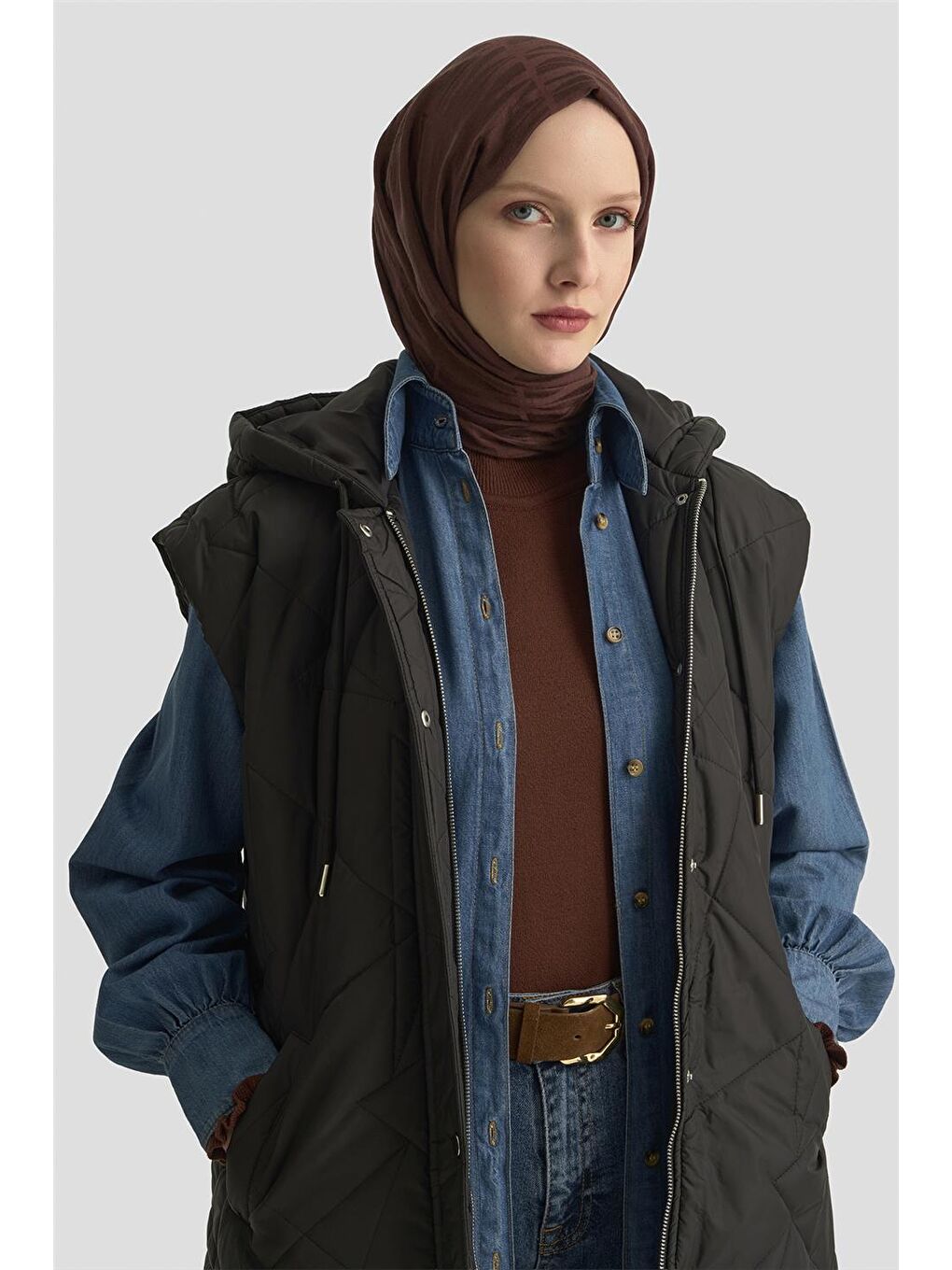 Kapüşonlu Kapitone Yelek 25Kd1401 Siyah-2