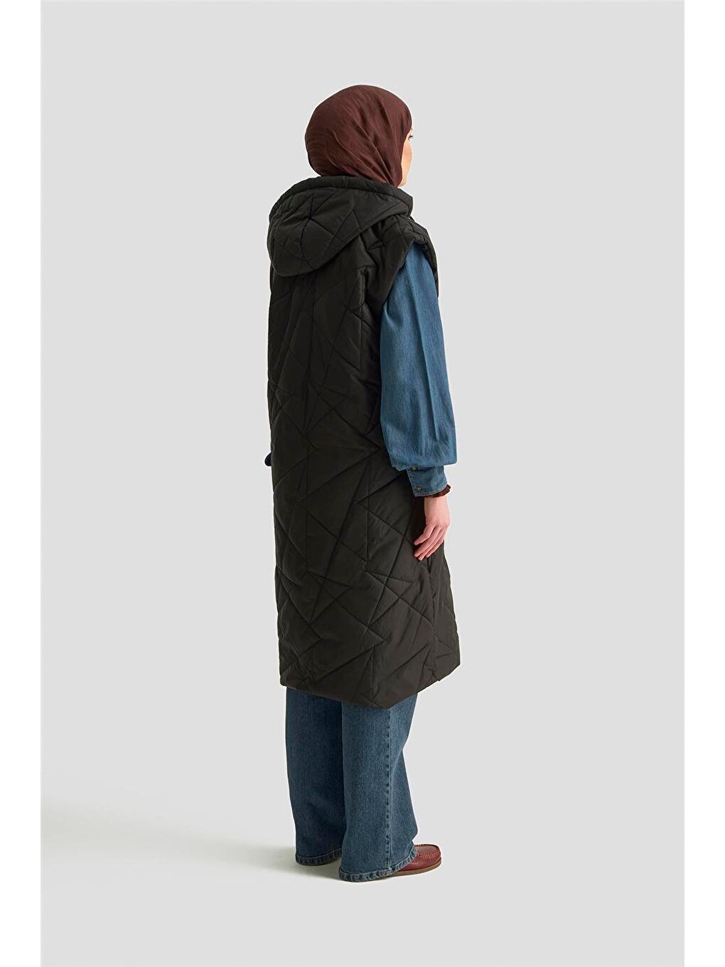 Kapüşonlu Kapitone Yelek 25Kd1401 Siyah-4