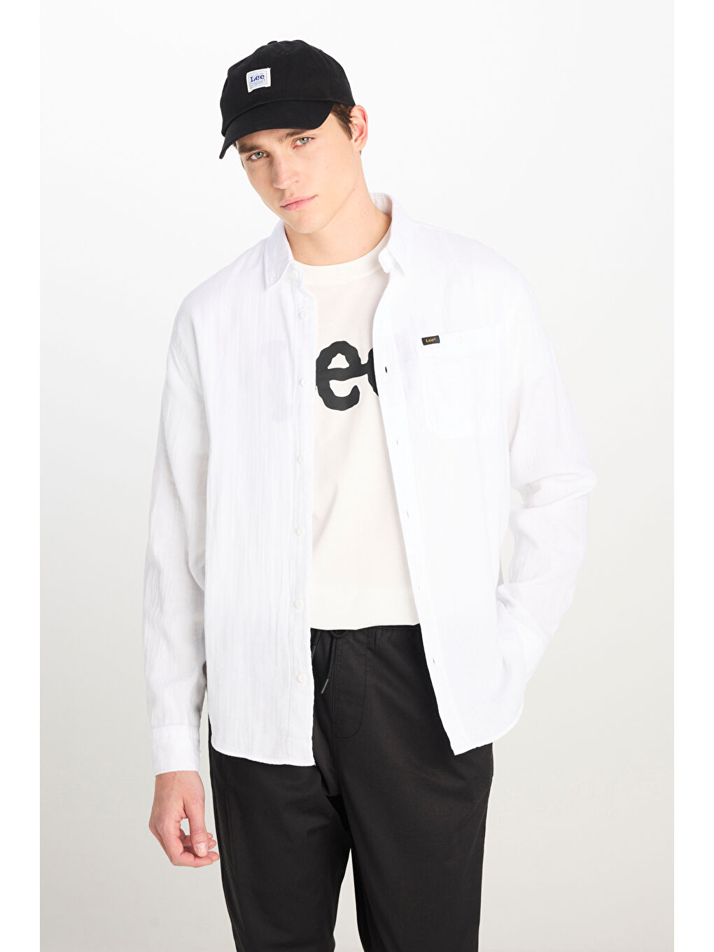 Relaxed Fit Geniş Kesim %100 Pamuk Beyaz Gömlek