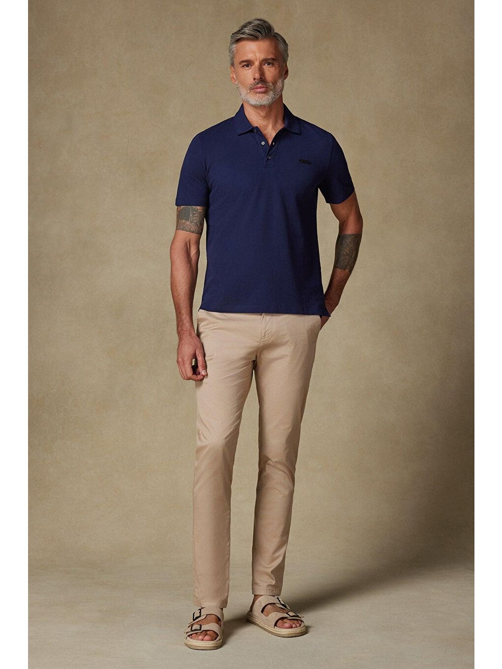 Royal Pike Pamuklu Comfort Fit Lacivert Polo Yaka Erkek Düz Polo Shirt-2