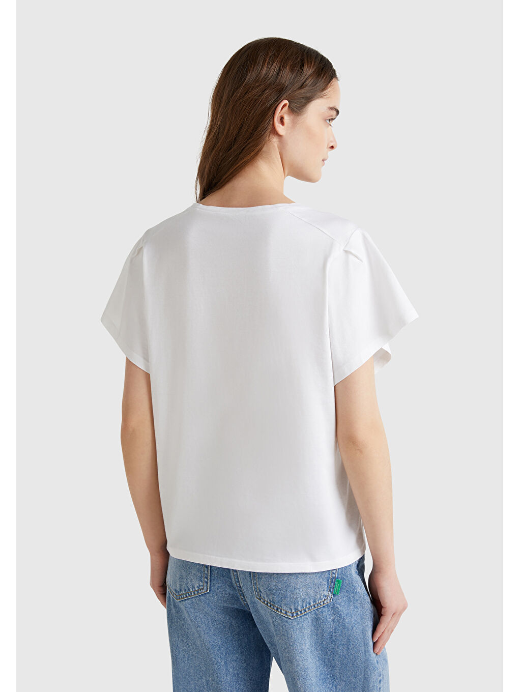 Kadın Beyaz %100 Pamuk Önü Yazı Baskılı Relax Fit T-Shirt-1