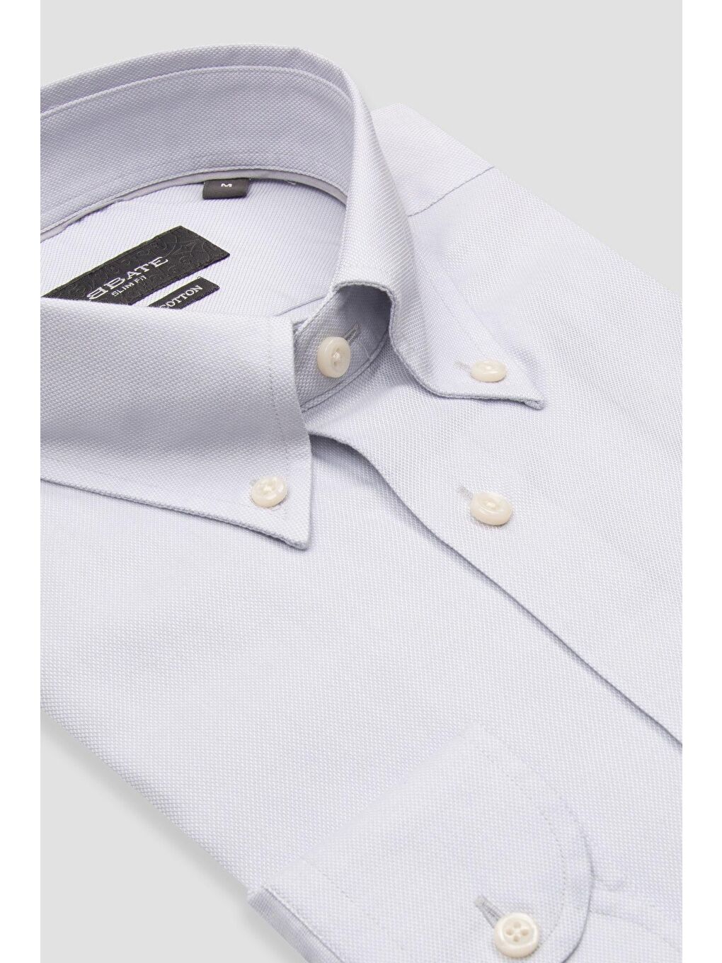 Carlo Royal Oxford Pamuklu Slim Fit Açık Gri Düğmeli Yaka Erkek Düz %100 Pamuk Gömlek-1