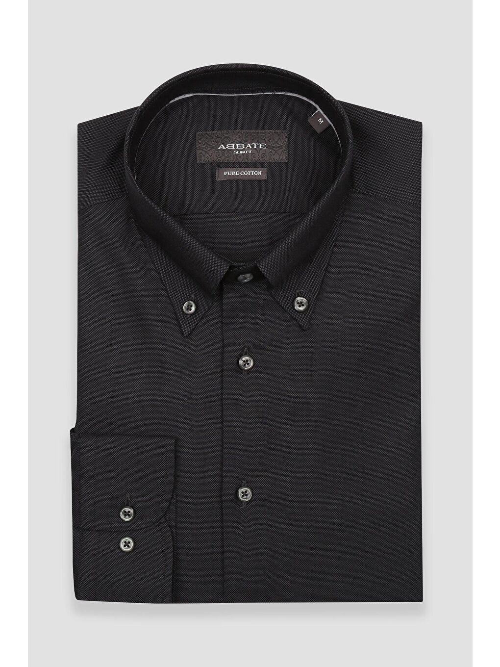 Carlo Royal Oxford Pamuklu Slim Fit Siyah Düğmeli Yaka Erkek Düz %100 Pamuk Gömlek-4