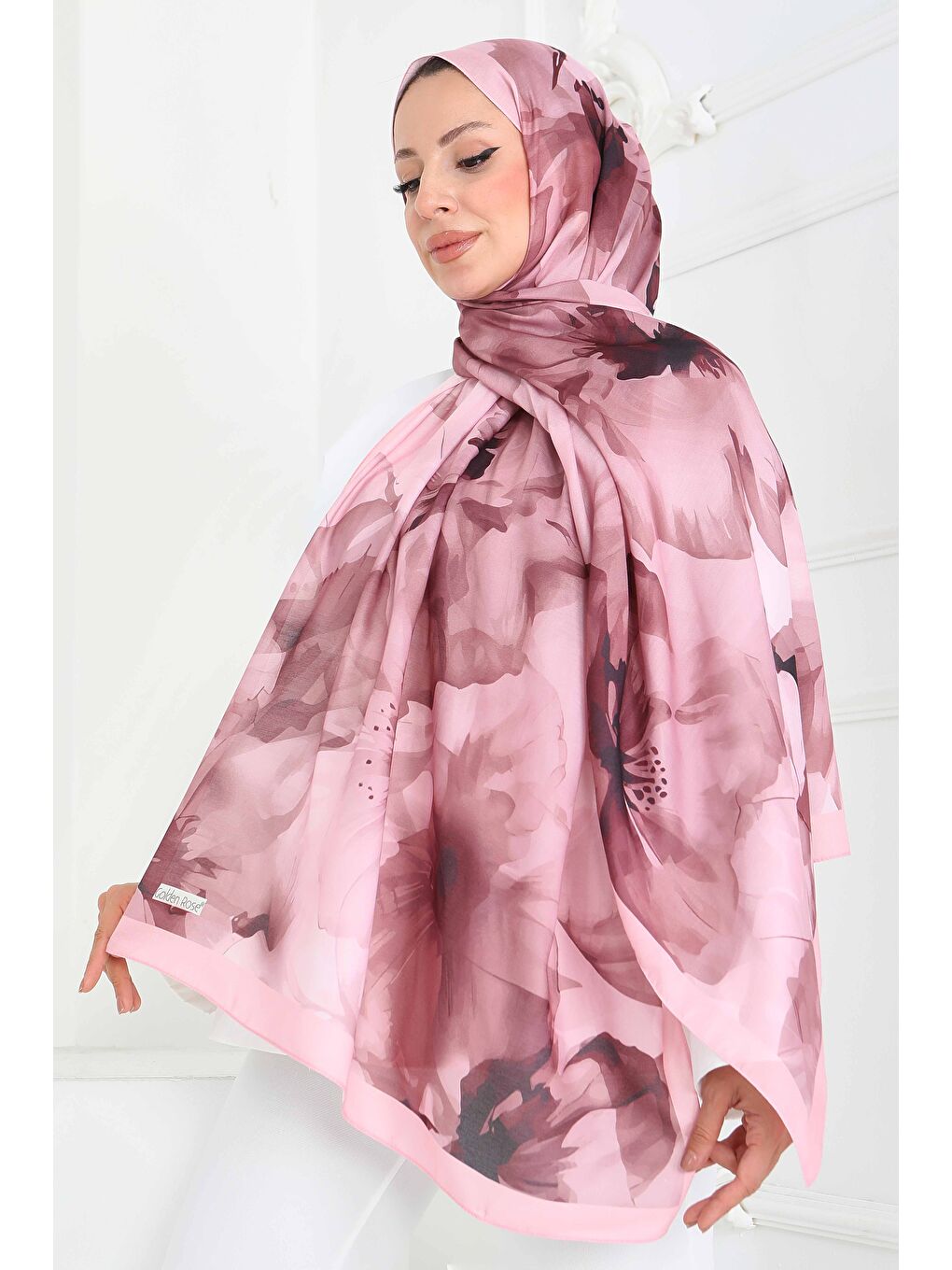 Pastel Flora Serisi Pamuk Şal Pembe - 27857-PEMBE