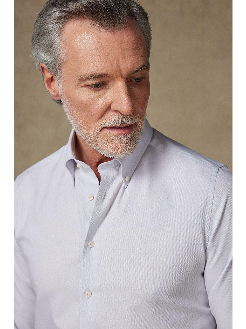 Carlo Royal Oxford Pamuklu Slim Fit Açık Gri Düğmeli Yaka Erkek Düz %100 Pamuk Gömlek-3