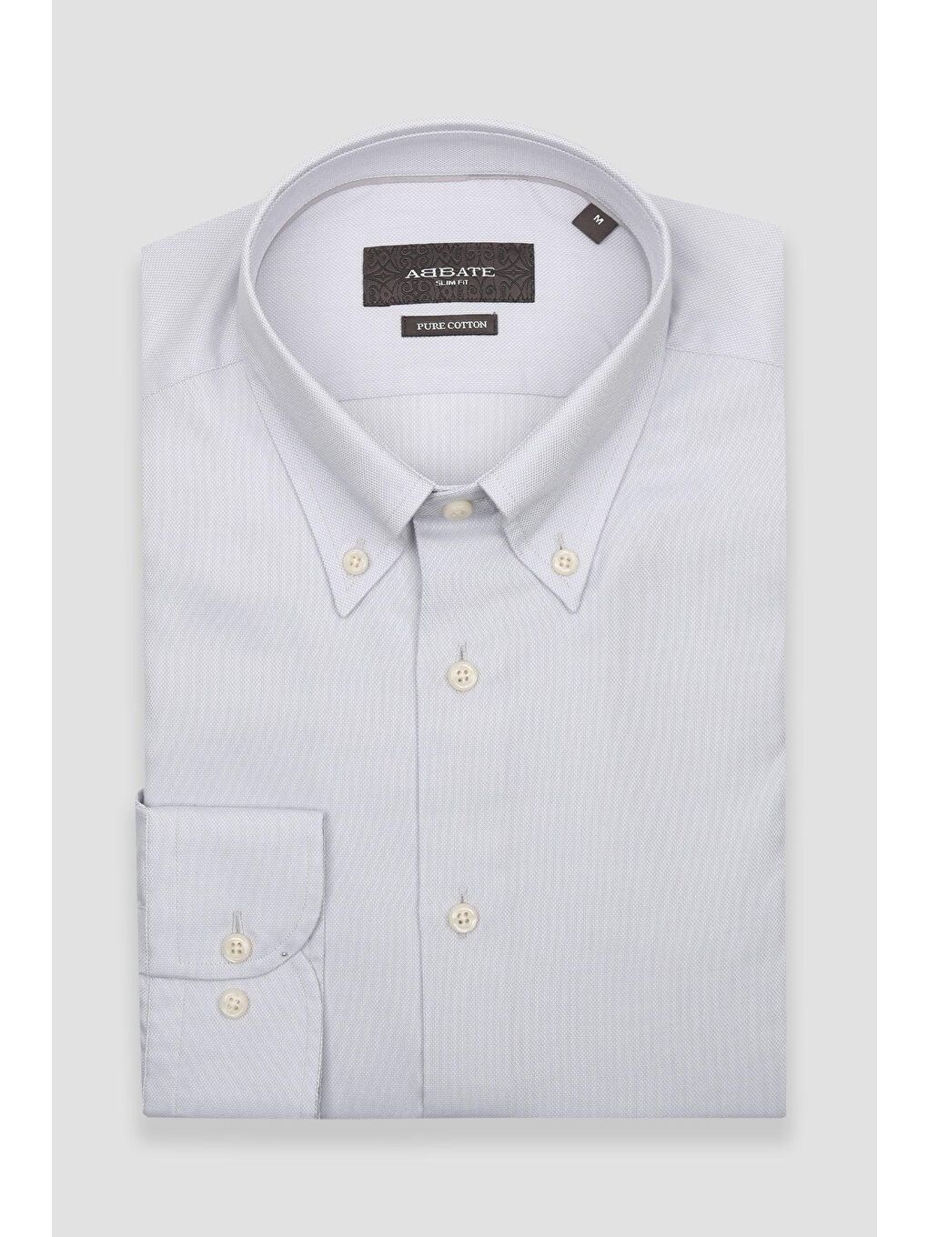 Carlo Royal Oxford Pamuklu Slim Fit Açık Gri Düğmeli Yaka Erkek Düz %100 Pamuk Gömlek-4